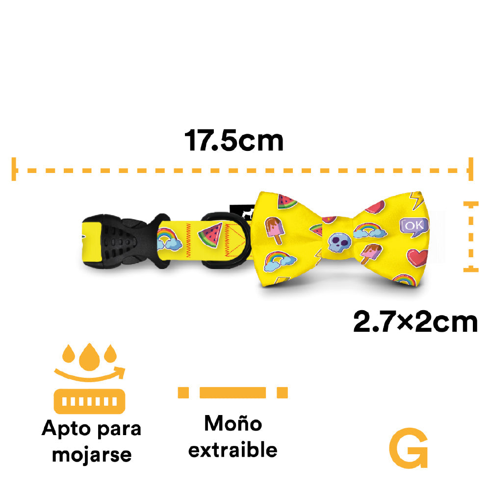 COLLAR CON MOÑO EMOJI AMARILLO - JACK PET STYLE