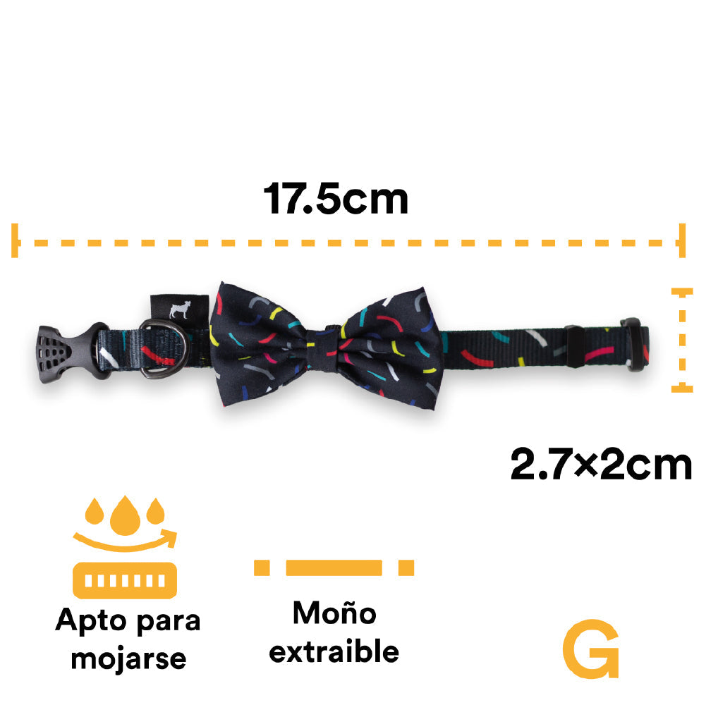 COLLAR CON MOÑO CONFETTI NEGRO - JACK PET STYLE