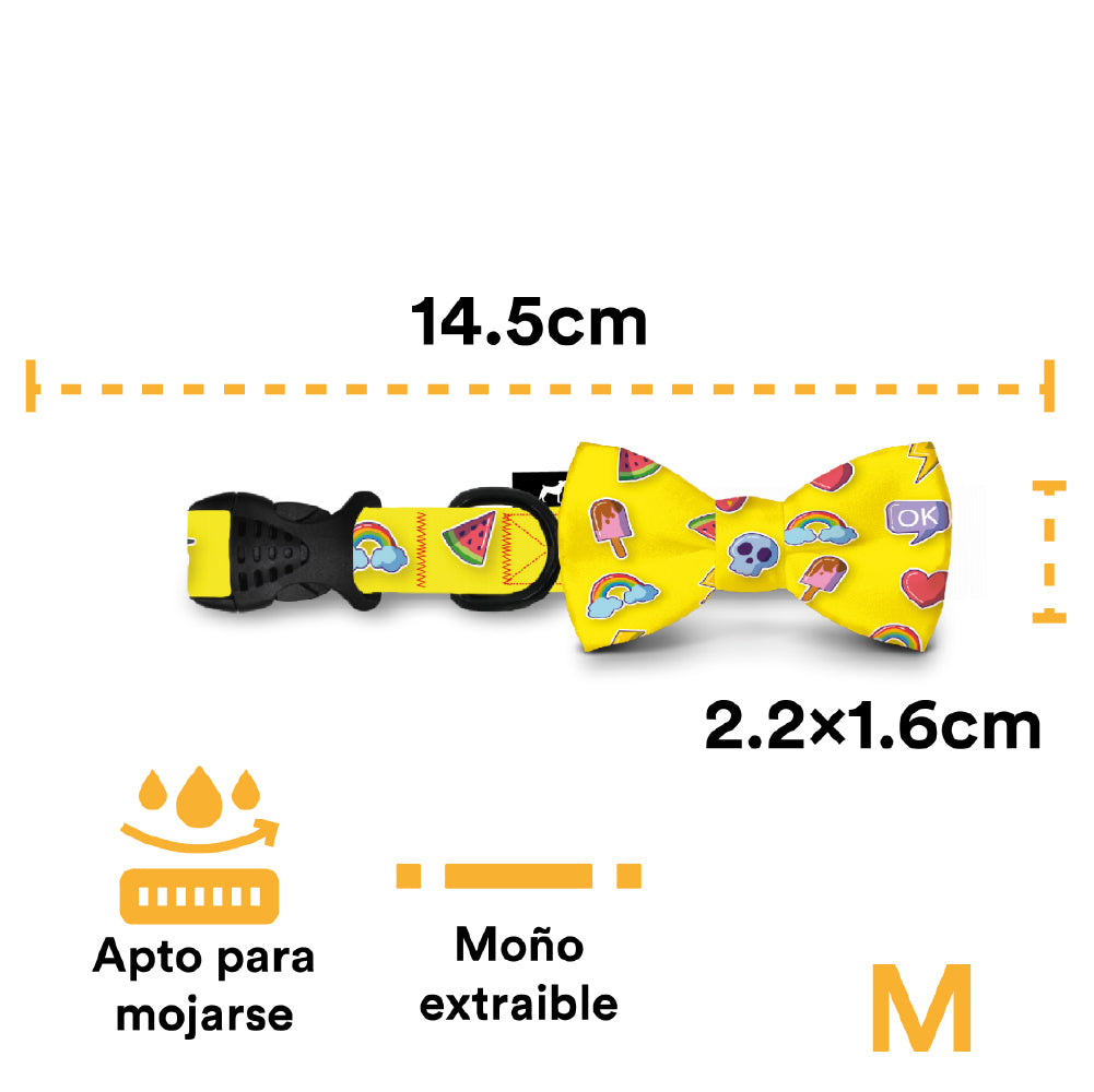 COLLAR CON MOÑO EMOJI AMARILLO - JACK PET STYLE