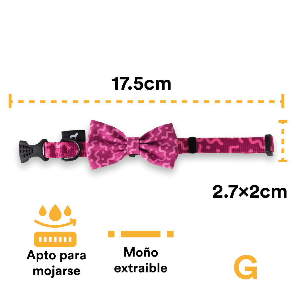 COLLAR CON MOÑO SPAGUETTI ROSA - JACK PET STYLE
