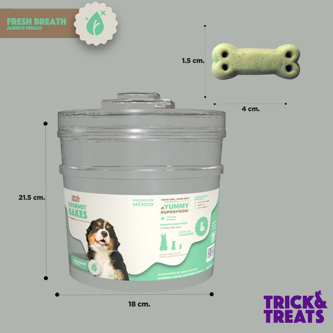 BOTE INDIVIDUAL: FRESH! - ALIENTO FRESCO - CON ESPIRULINA (HUESO MEDIANO) - TRICK & TREATS