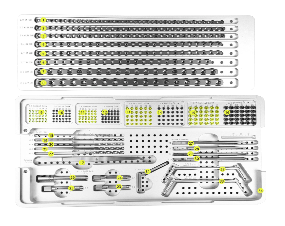 Set completo para implantes de bloqueo craneal -Toolmed Medical Instrument