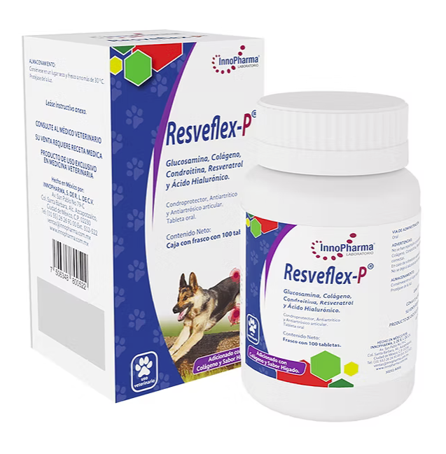 Resveflex-P 100 tabs (Glucosamina | Colágeno | Condroitina Resveratrol y Ácido Hialurónico) -INNOPHARMA