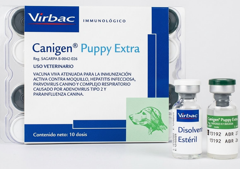 CANIGEN MHA2 PUPPY EXTRA (PARVOVIRUS, HEPATITIS, MOQUILLO, ADENOVIRUS, PARAINFLUENZA) -VIRBAC