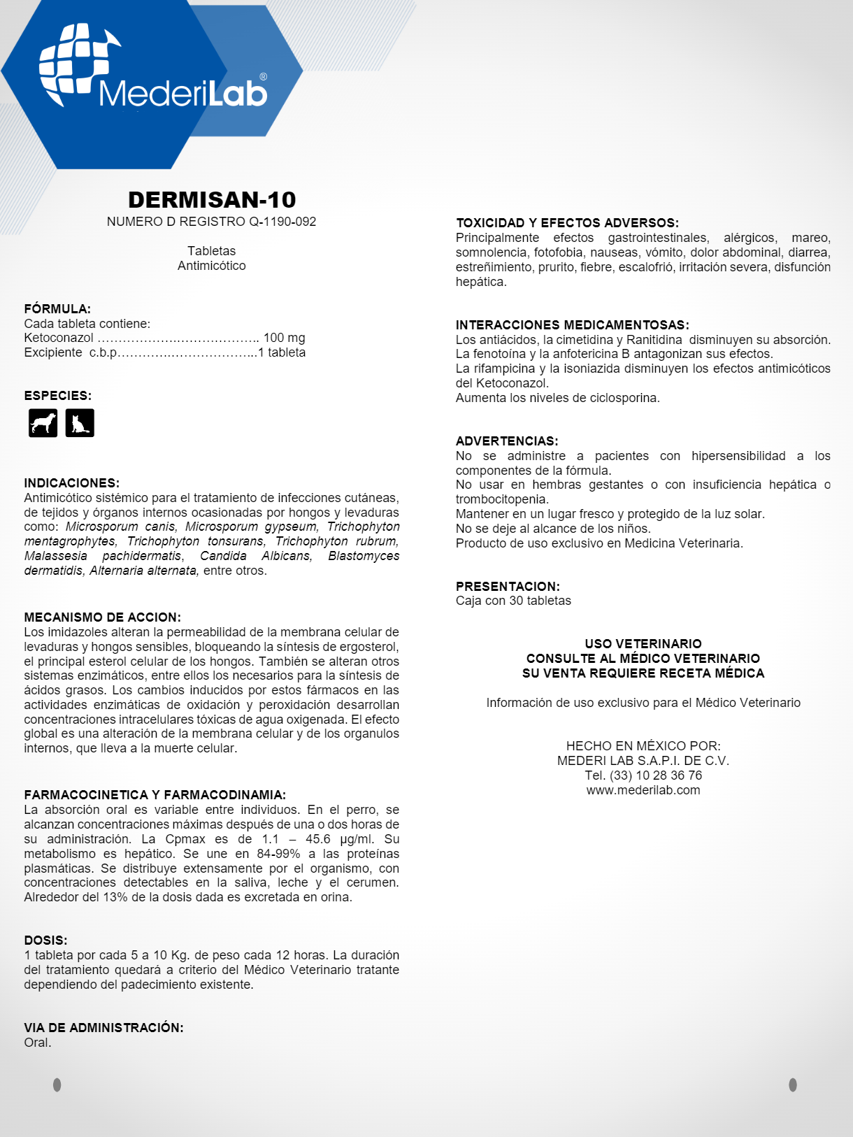 DERMISAN TABLETAS MEDERILAB