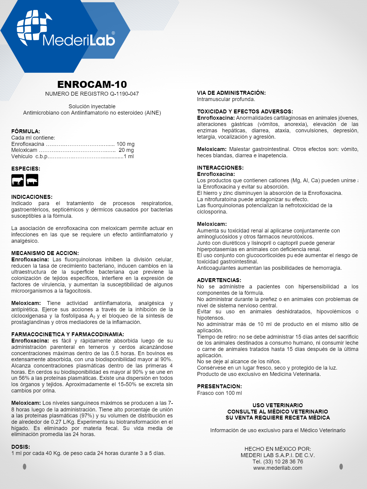 ENROCAM INYECTABLE MEDERILAB