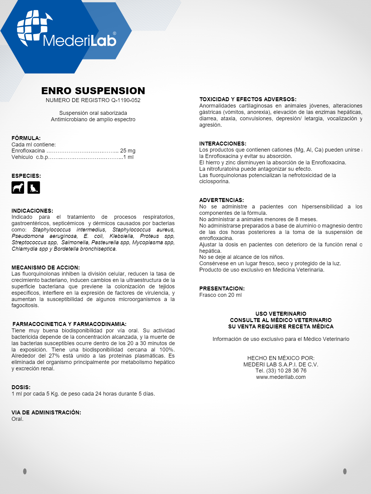 ENRO SUSPENSIÓN ORAL MEDERILAB
