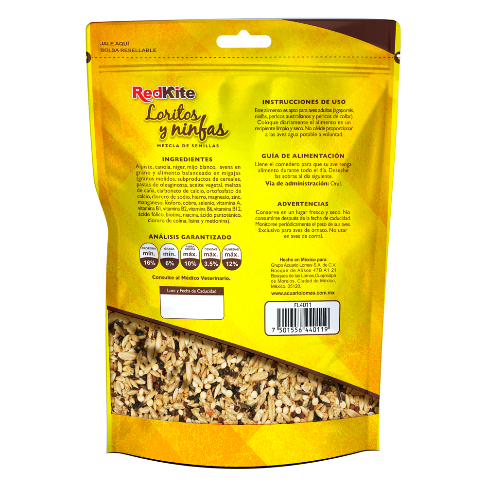 MEZCLA DE SEMILLAS P/LORITOS Y NINFAS 500 G