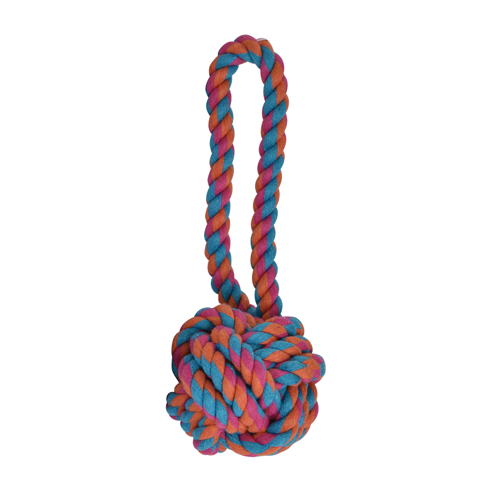 JUGUETE BOLA DE HILO MULTICOLOR C/JALADERA