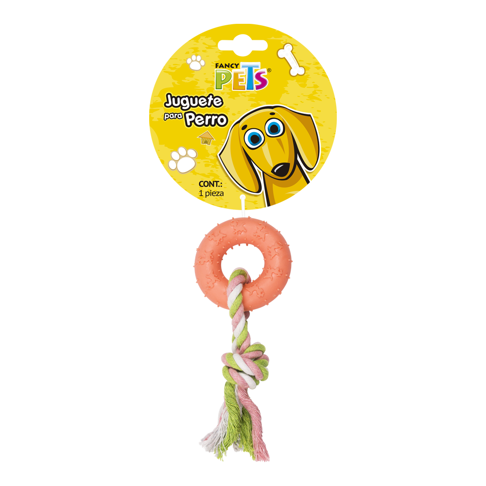 JUGUETE CUERDA C/ARO DE CAUCHO FANCY PETS