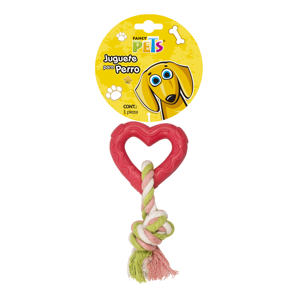 JUGUETE DE CAUCHO CORAZON C/CUERDA FANCY PETS