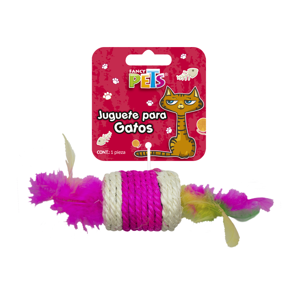 JUGUETE CILINDRO C/PLUMAS FANCY PETS
