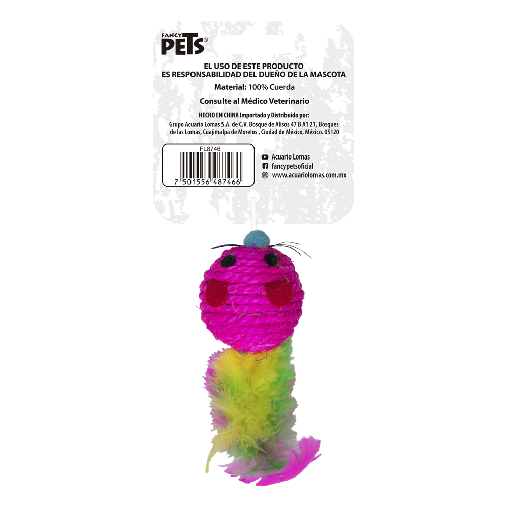 JUGUETE RATON BOLA C/PLUMA FANCY PETS