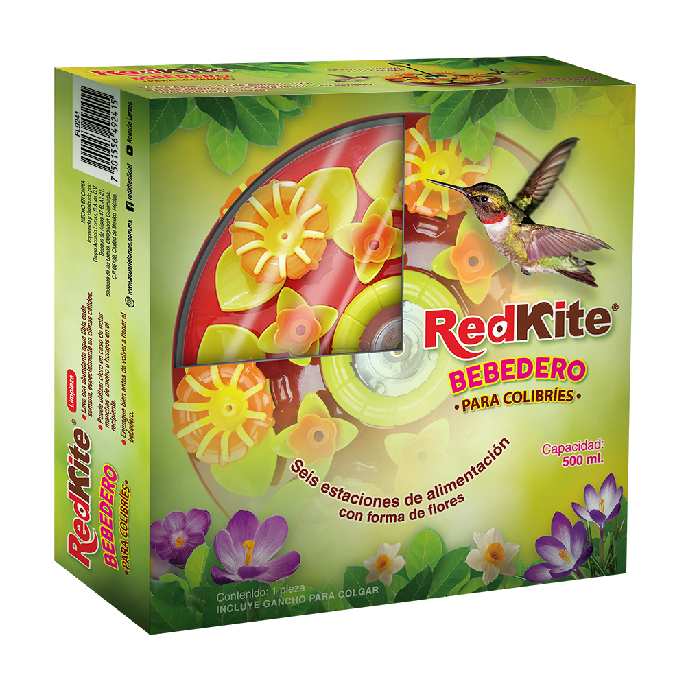 BEBEDERO DISCO FLORAL P/COLIBRI 500 ML REDKITE