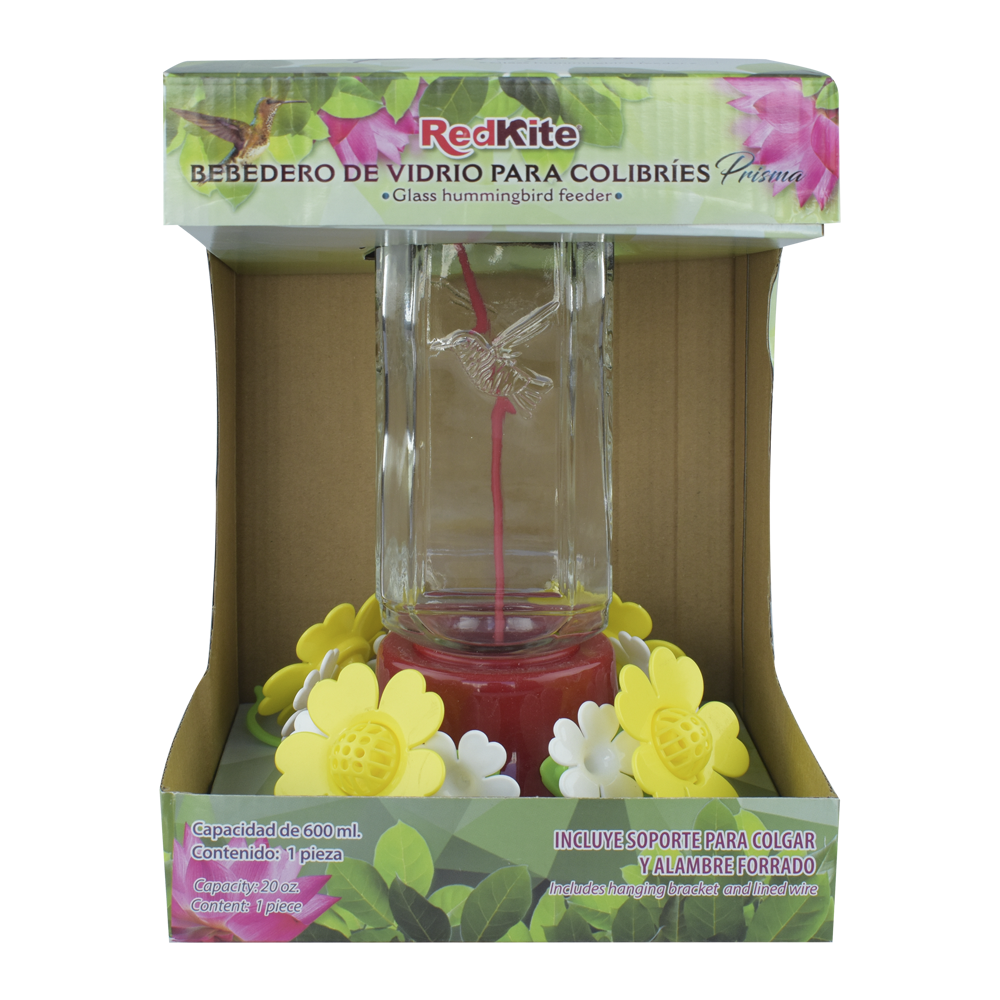 BEBEDERO DE VIDRIO PRISMA P/COLIBRÍ 600 ML REDKITE