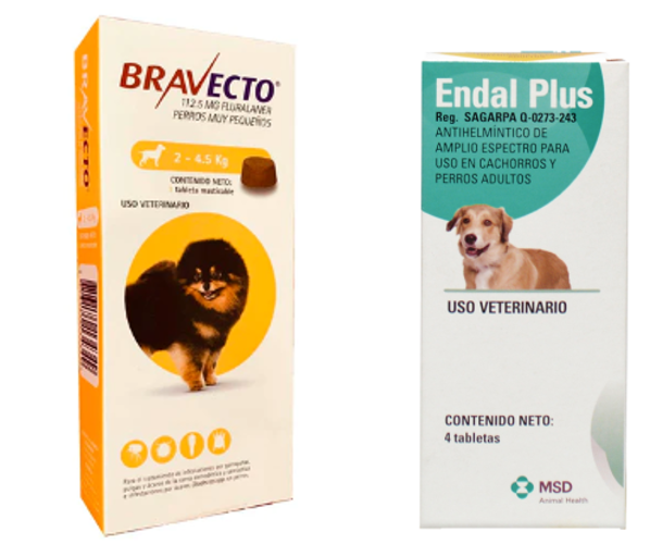 KIT BRAVECTO 2-4.5 KG (12.5MG) 1 TAB + ENDAL - MSD