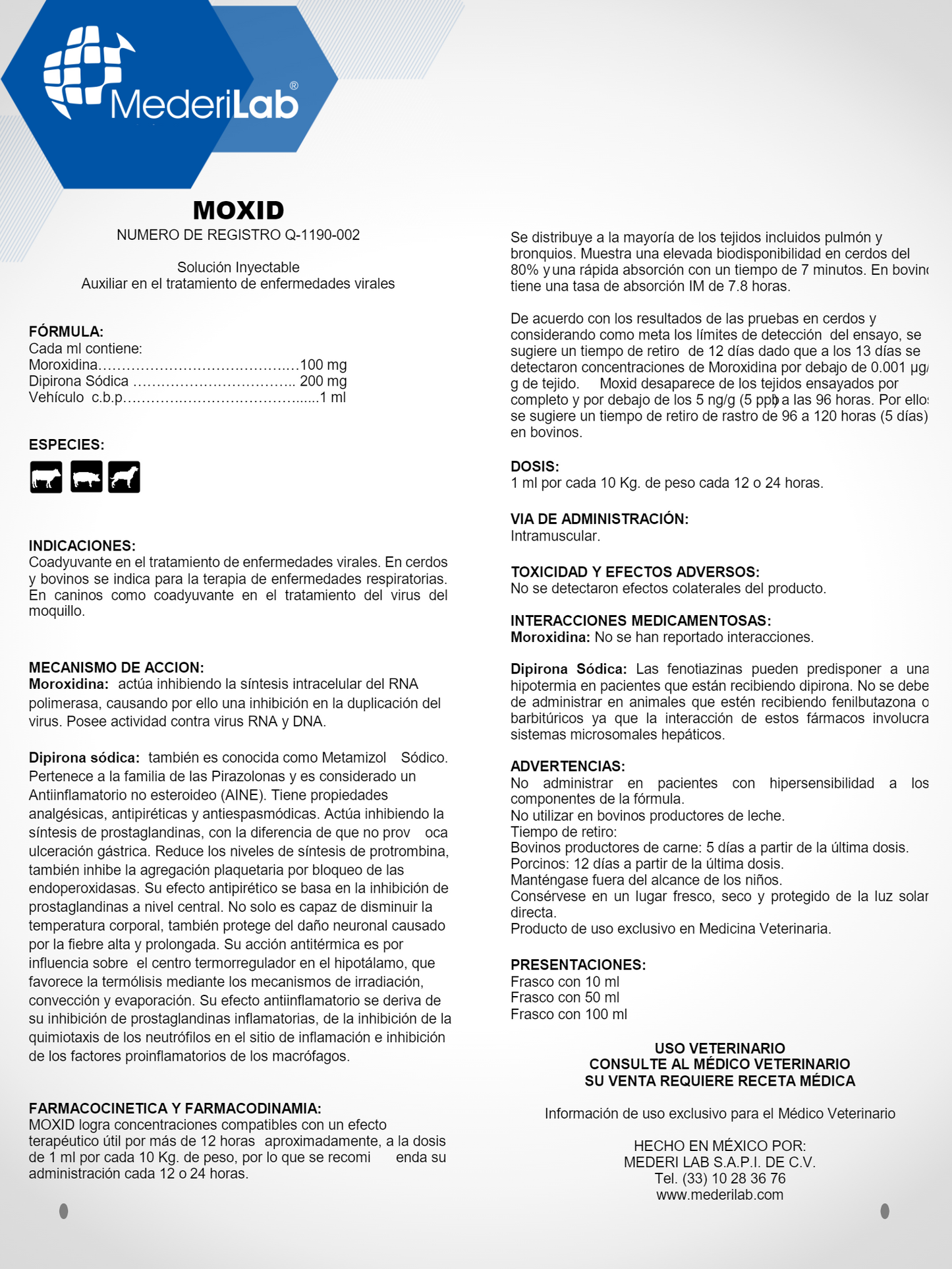 MOXID INYECTABLE - MEDERILAB