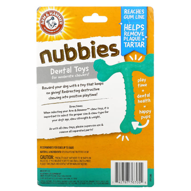 NUBBIES TRIBONE JUGUETE PARA PERRO SABOR MANTEQUILLA DE MANÍ - ARM & HAMMER