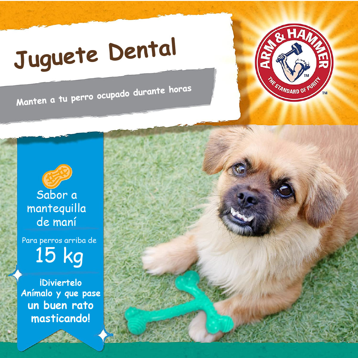 NUBBIES TRIBONE JUGUETE PARA PERRO SABOR MANTEQUILLA DE MANÍ - ARM & HAMMER