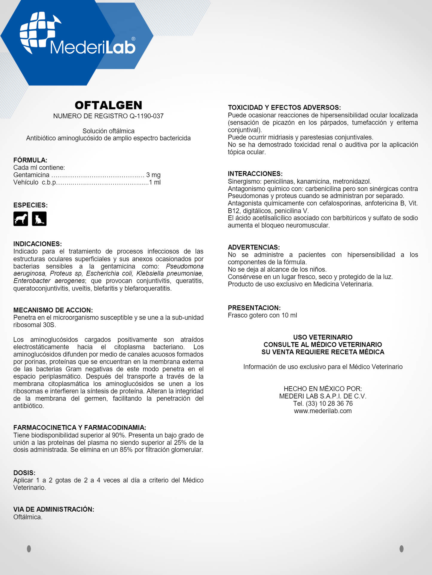 OFTALGEN SOLUCIÓN OFTÁLMICA MEDERILAB