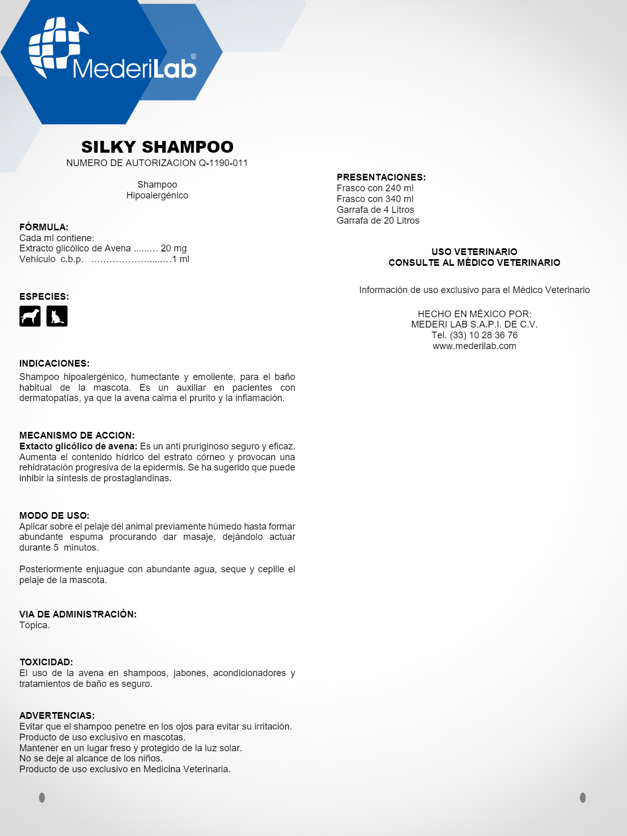 SILKY SHAMPOO MEDERILAB