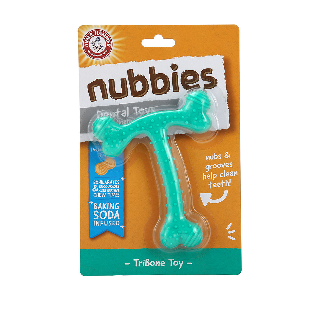 NUBBIES TRIBONE JUGUETE PARA PERRO SABOR MANTEQUILLA DE MANÍ - ARM & HAMMER