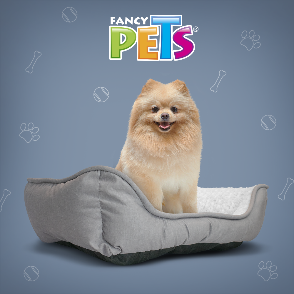 CAMA DE PELUCHE GRIS C/BLANCO LORD FANCY PETS