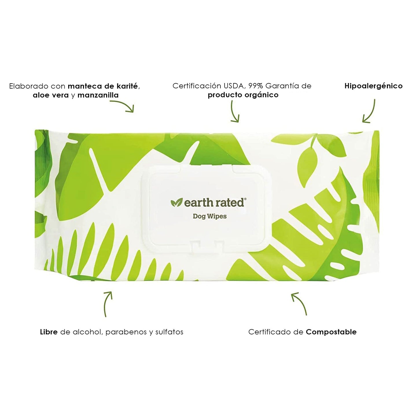 TOALLITAS HUMEDAS 100 PIEZAS CON OLOR A LAVANDA - EARTH RATED