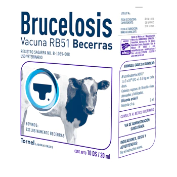 RB51 BRUCELOSIS BECERRAS 10 DS/ 20 ML TORNEL