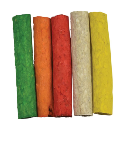 PALITOS HUECOS DE CARNAZA DE COLORES ( 125 * 22 MM) -  5 PZ