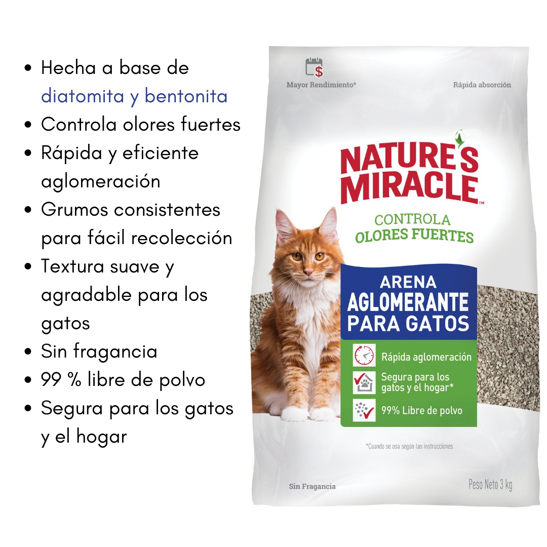 Nature's Miracle Arena Aglomerante Para Gatos 3Kg