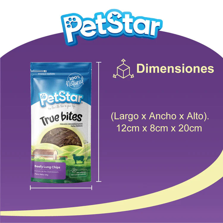 BEEFY LUNG CHIPS 40 GRS - PETSTAR