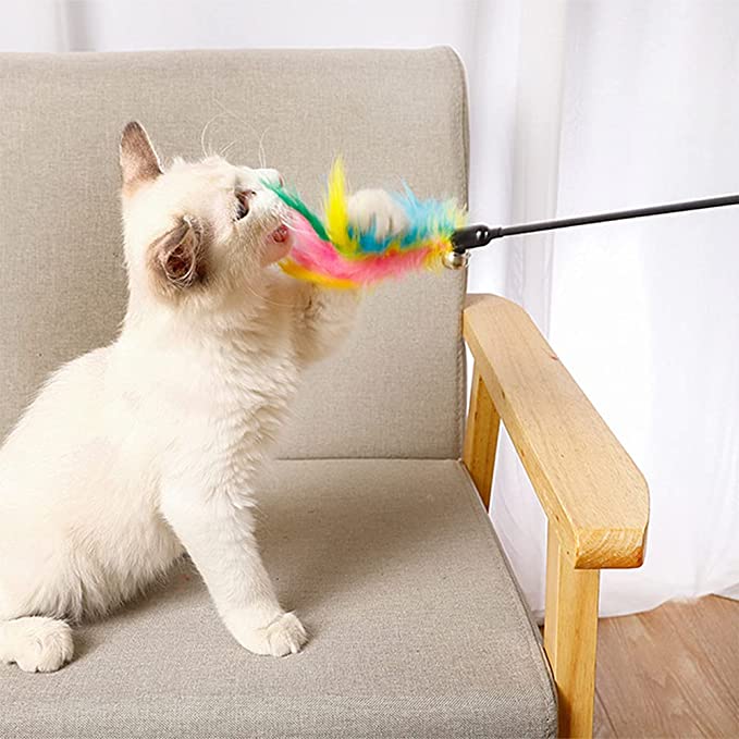 Juguetes de plumas de gato, varita interactiva para gatos