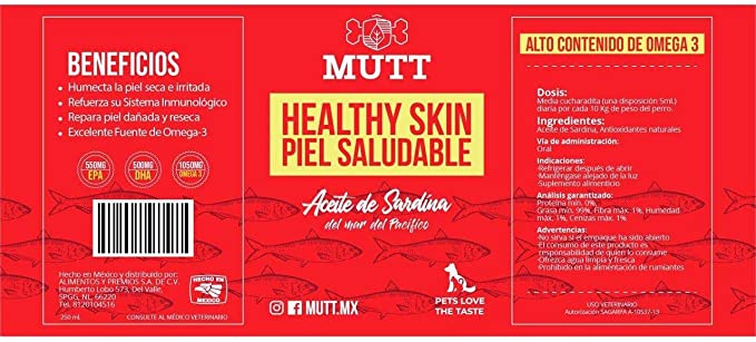 MUTT Aceite de sardina para Perro 100% Natural -