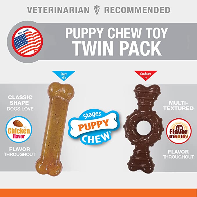Nylabone Huesos Puppy Chew 2-PACK, Pollo
