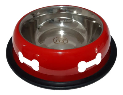 Grand Pet Tazón Para Perro Rojo Con Huesos Blancos