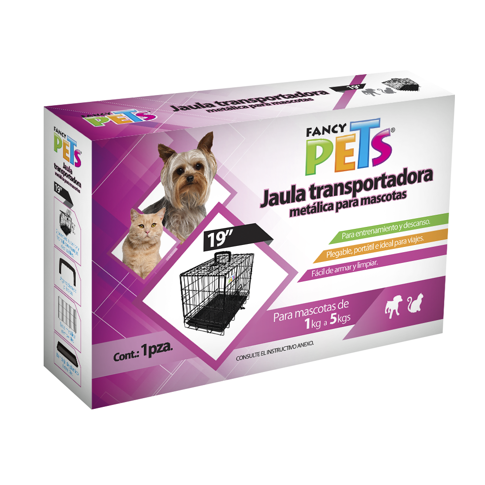 JAULA METÁLICA PLEGABLE PARA MASCOTA - FANCY PETS