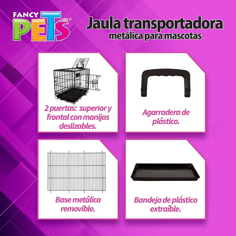 JAULA METÁLICA PLEGABLE PARA MASCOTA - FANCY PETS