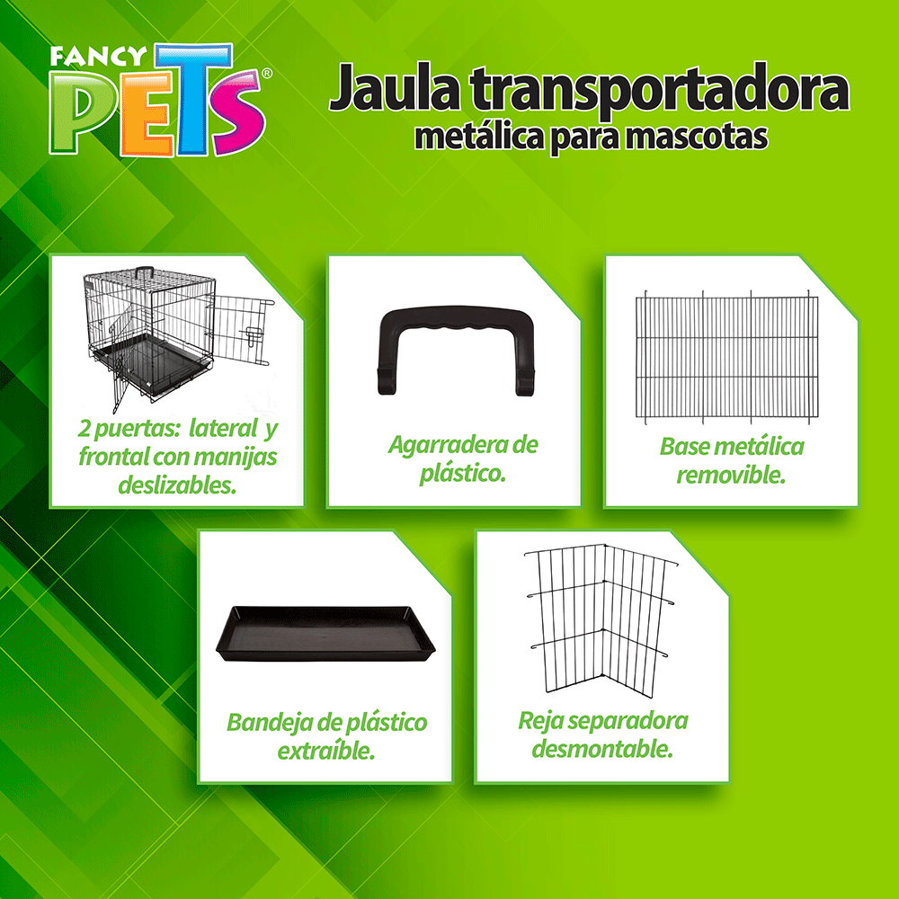 JAULA METÁLICA PLEGABLE PARA MASCOTA - FANCY PETS