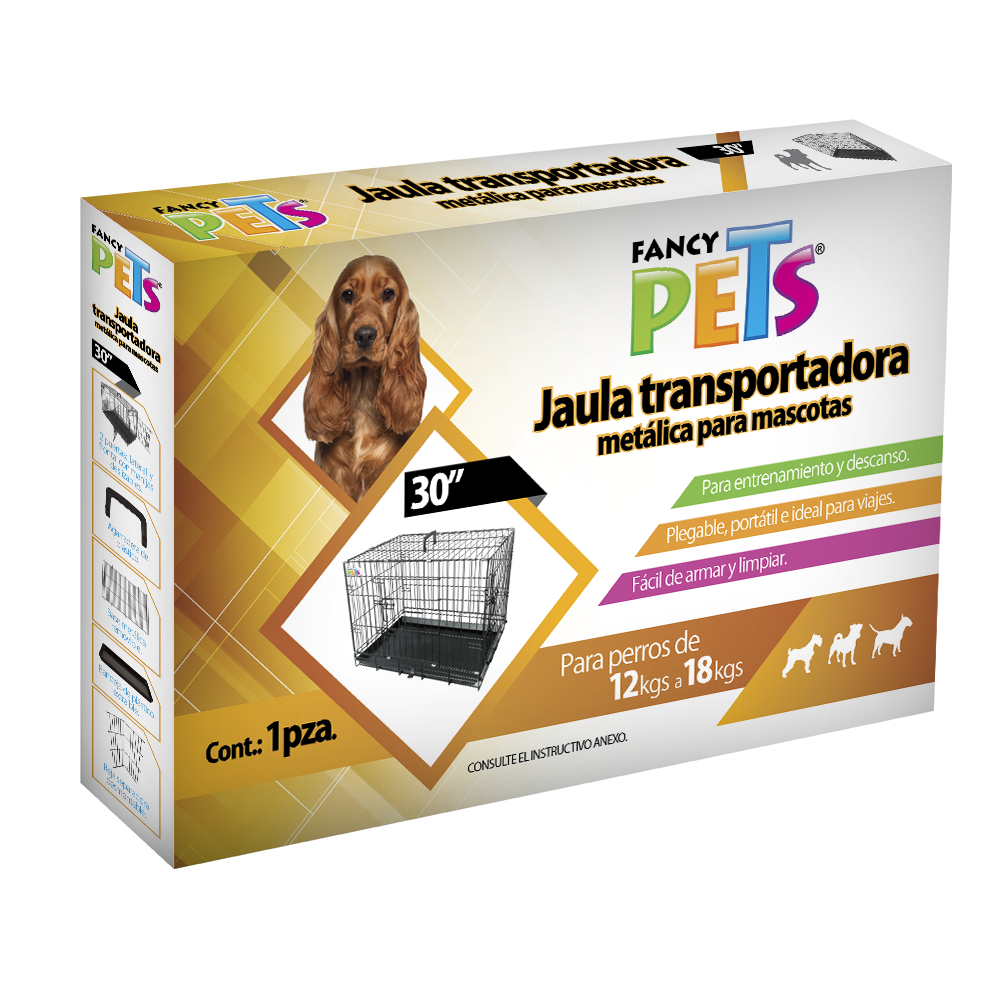 JAULA METÁLICA PLEGABLE PARA MASCOTA - FANCY PETS