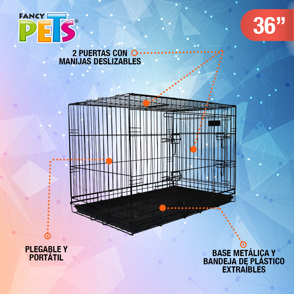 JAULA METÁLICA PLEGABLE PARA MASCOTA - FANCY PETS