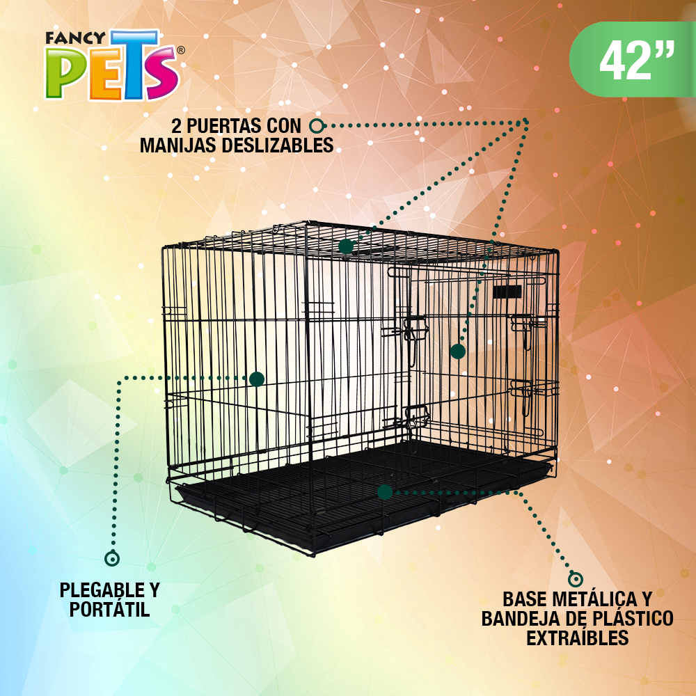 JAULA METÁLICA PLEGABLE PARA MASCOTA - FANCY PETS