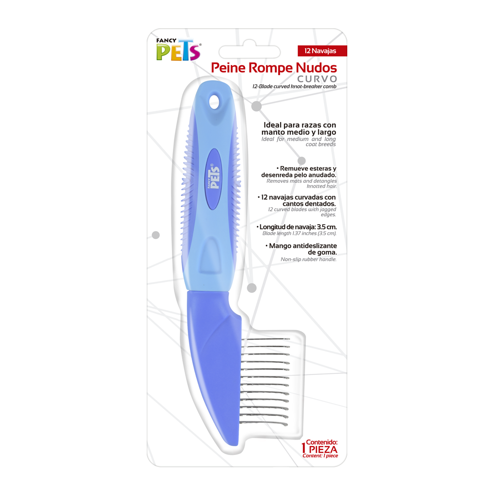 PEINE ROMPENUDOS CURVO C/NAVAJAS FANCY PETS
