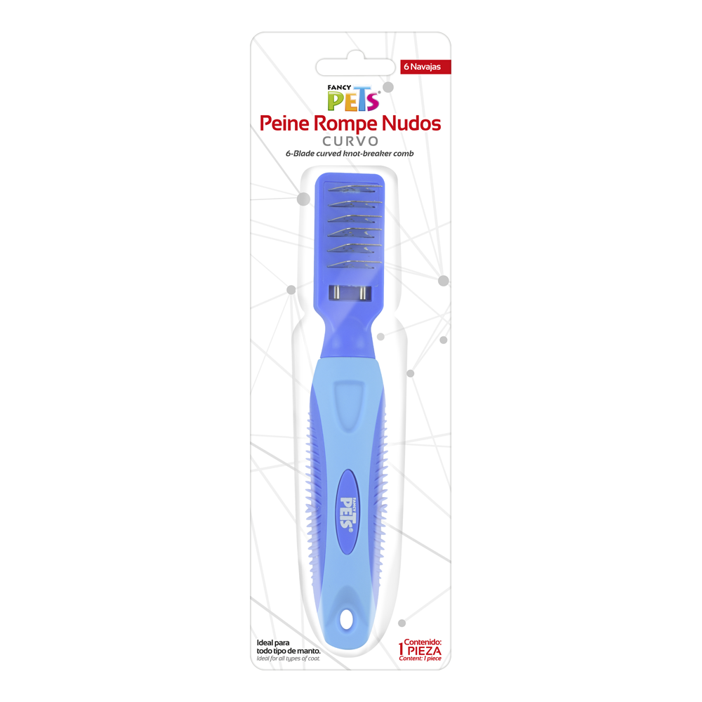 PEINE ROMPENUDOS CURVO C/NAVAJAS FANCY PETS