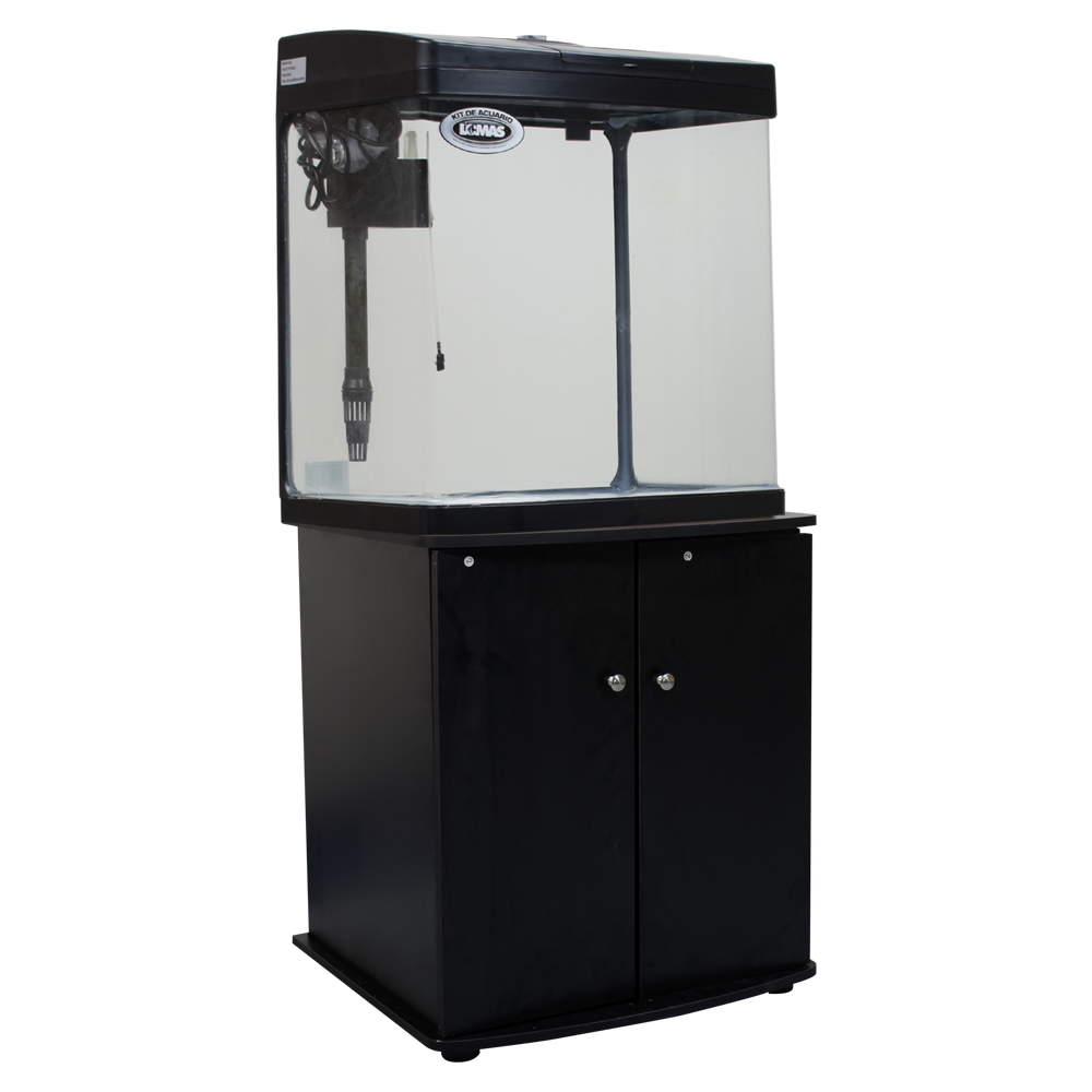 KIT ACUARIO RECTANGULAR NEGRO C/LUZ LED