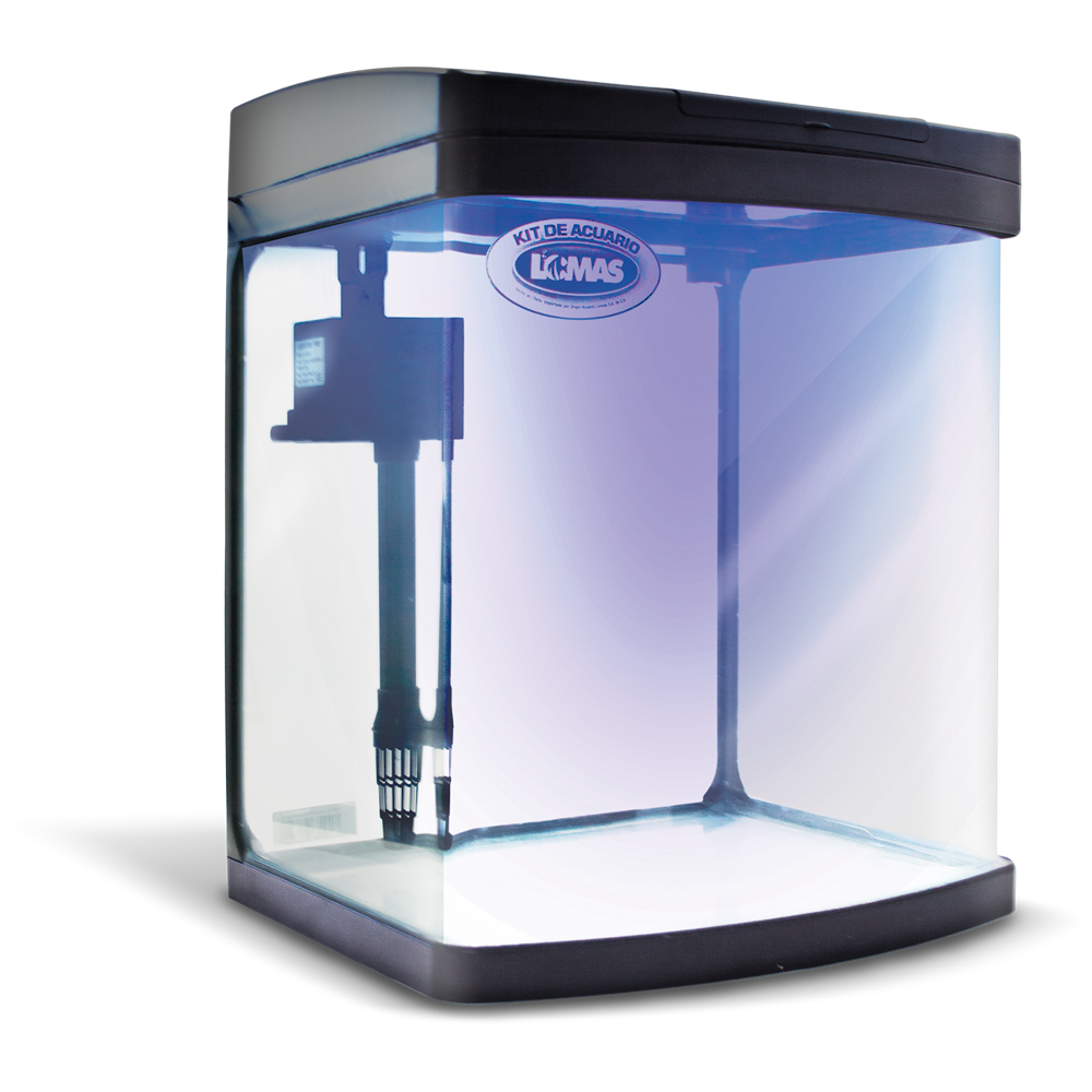 KIT ACUARIO RECTANGULAR NEGRO C/LUZ LED