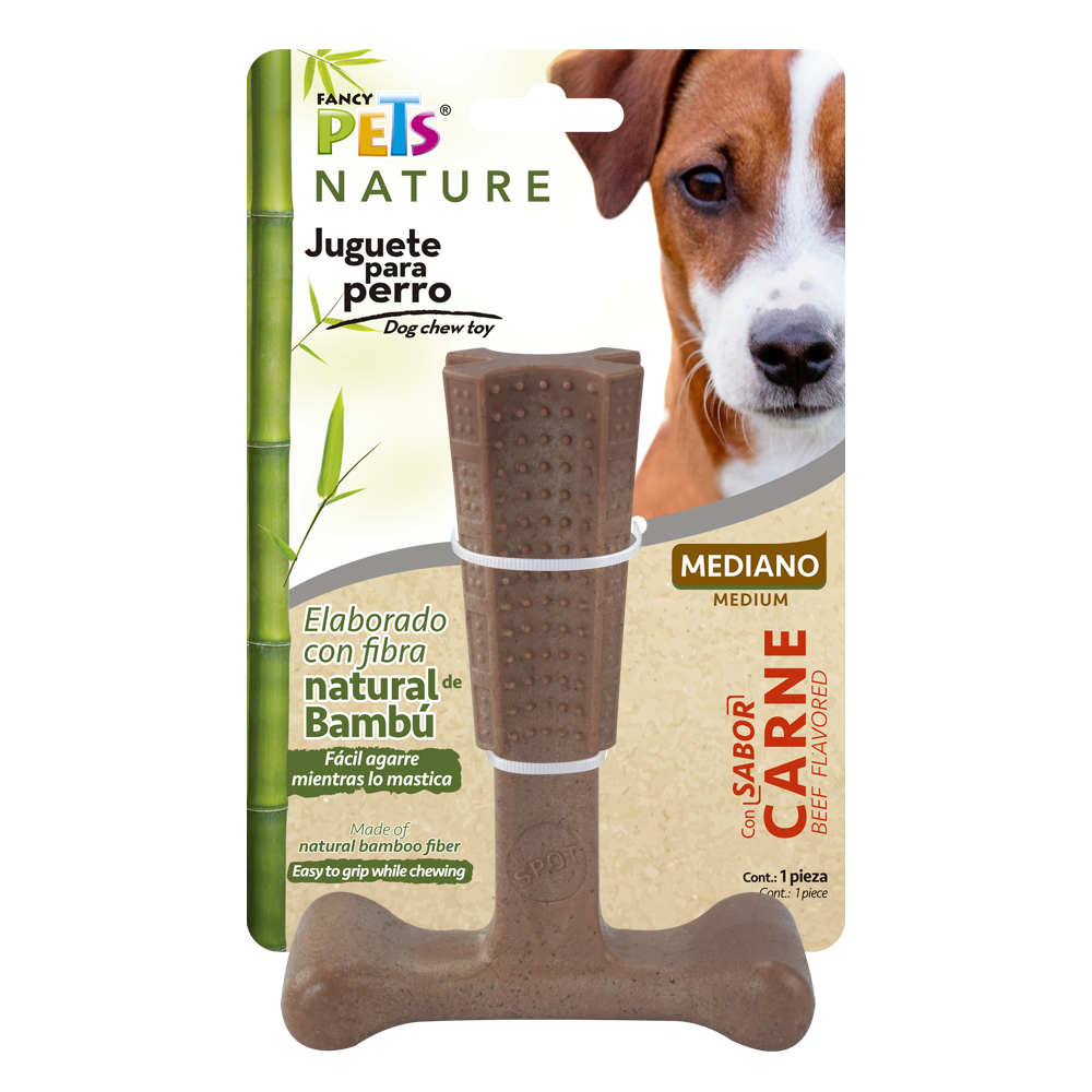 JUGUETE HUESO BAMBU PLUS SABOR CARNE FANCY PETS