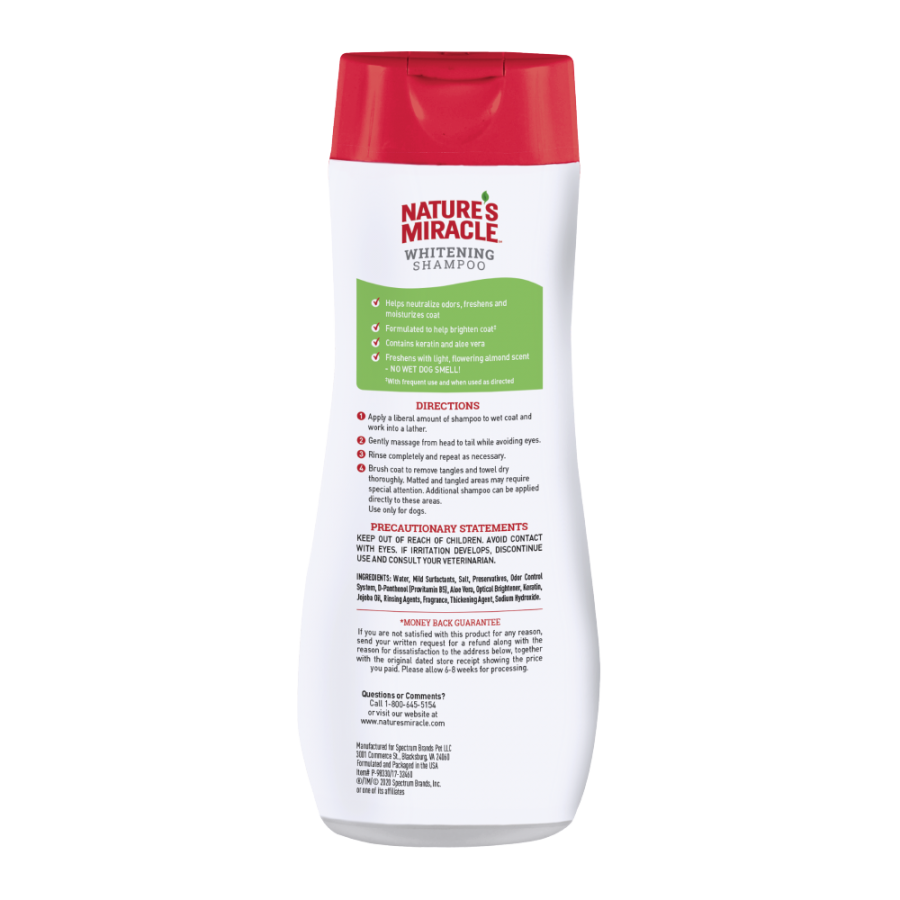 Nature's Miracle Shampoo Aroma Almendra para Perro Pelo Blanco, 473 ml