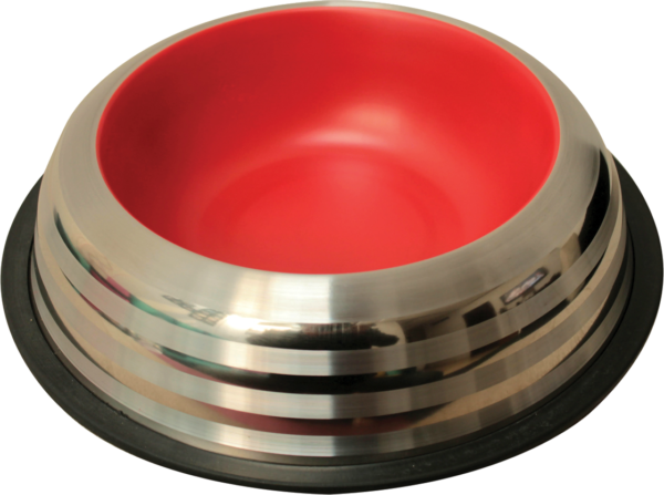 Tazón interior Rojo exterior rayas plata 0.9 L (32 Oz)