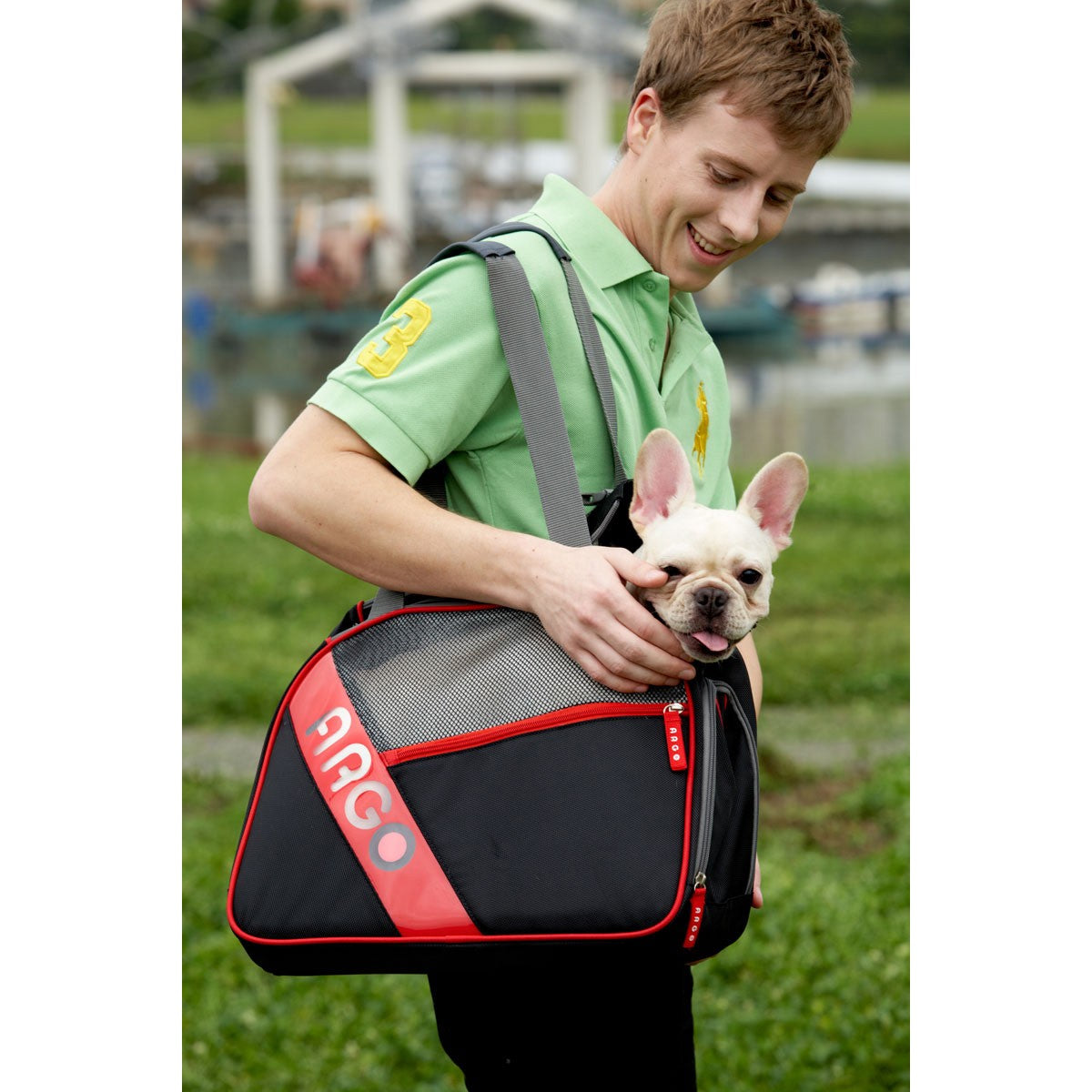 Argo Bolsa City-Pet Aprobada para Vuelo Negro/Rojo Mediana